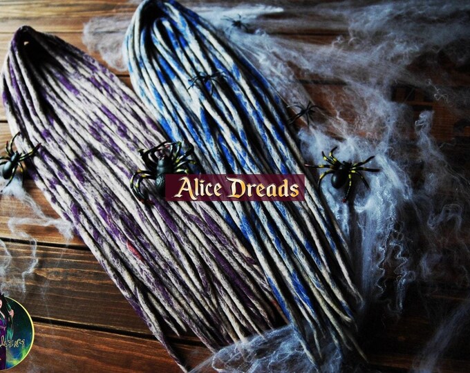 Marble Wool Dreads: Purple, Blue, White Accent Hair Extensions