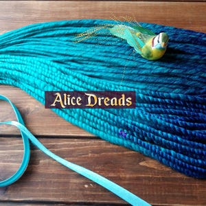 Alice Dreads Burning Man Style synthetic double ended dreads dark blue turquoise thin hair extensions