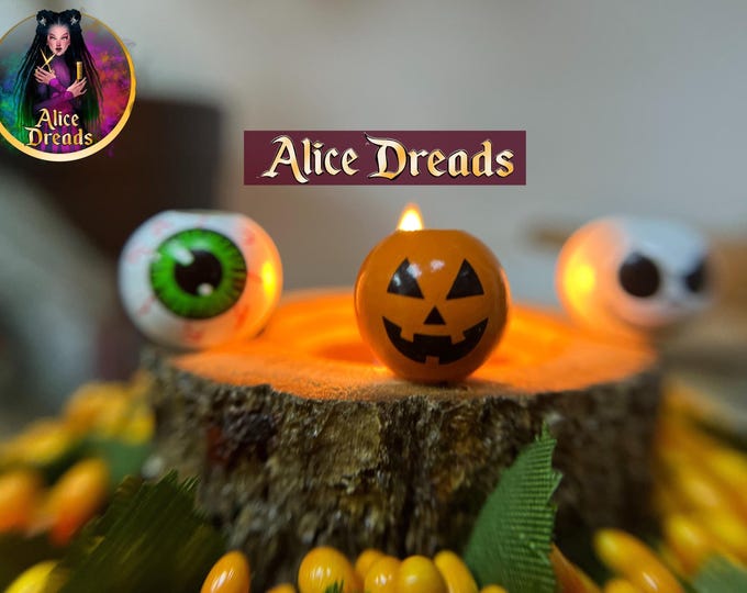 Halloween Dreadlock Beads: Wooden Pumpkin, Jack Skellington, Jack-o'-lantern, spooky Decor