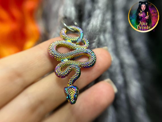 Holographic Snake Dreadlock Bead: Petrol Rainbow Hair  display picture 1