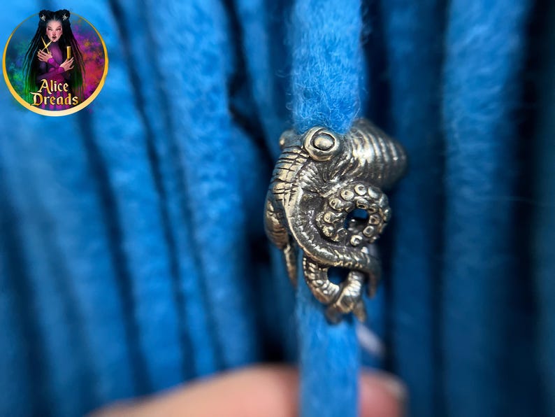 Metal bead for dreads octopus Dreadlock beads Braided Lanyard Pendant Octopus tentacles Accessories Silver