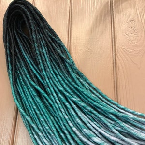 Emerald green set of ombre DE dreads hair extensions for black dark silver grey gray double ended dreadlocks image 5