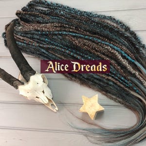 Conjunto completo de extensiones de cabello sintético de doble punta con crochet, mezcla de marrón y azul, con longitud mínima, rastas naturales, trenzas para cabeza completa