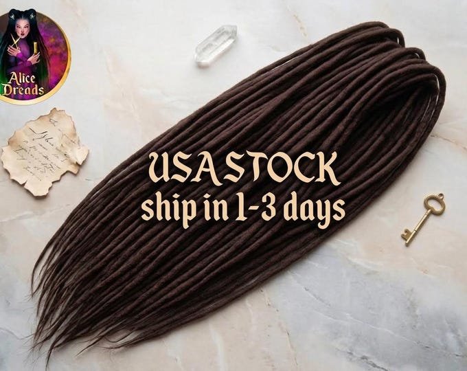 Dark Brown Wool Dreads, Bohemian Hair Extensions, Double Single Ended