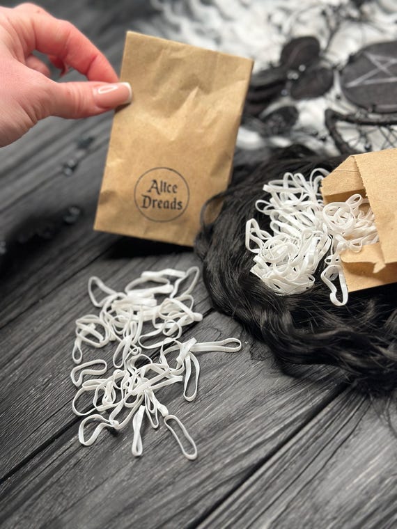 Dreadlock Rubber Bands: Black or White Elastic Hair Ties (130-140 Pieces)