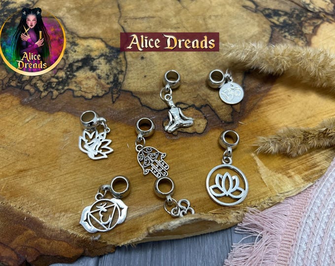 Dreadlock Bead: Hamsa, Om, Lotus, Yoga Hair Jewelry tibetan indian Hindu Jewelry Religious