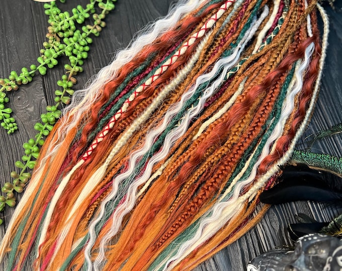 Crochet Synthetic Dreads: Auburn, Ginger, Teal, Burgundy, Blonde Curly Hair Extensions with Braids