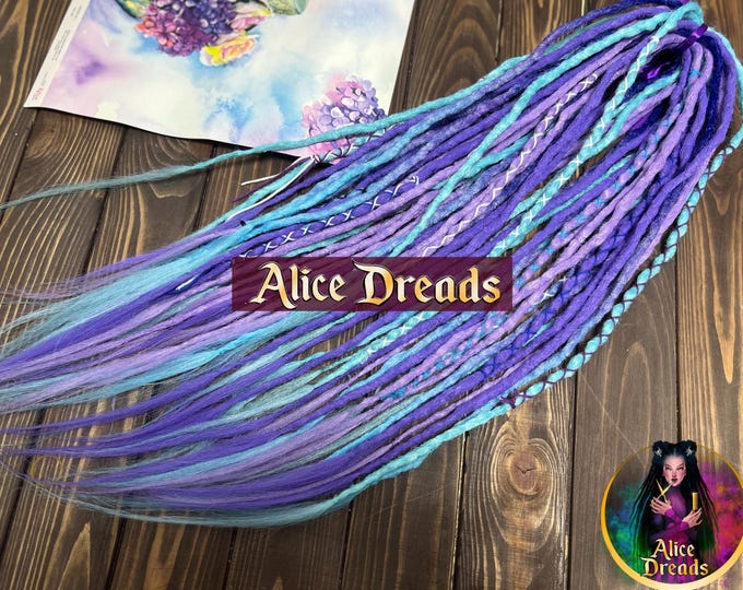 Crochet Synthetic Dreads: Mermaid Accent, Aqua Blue, Lavender Periwinkle