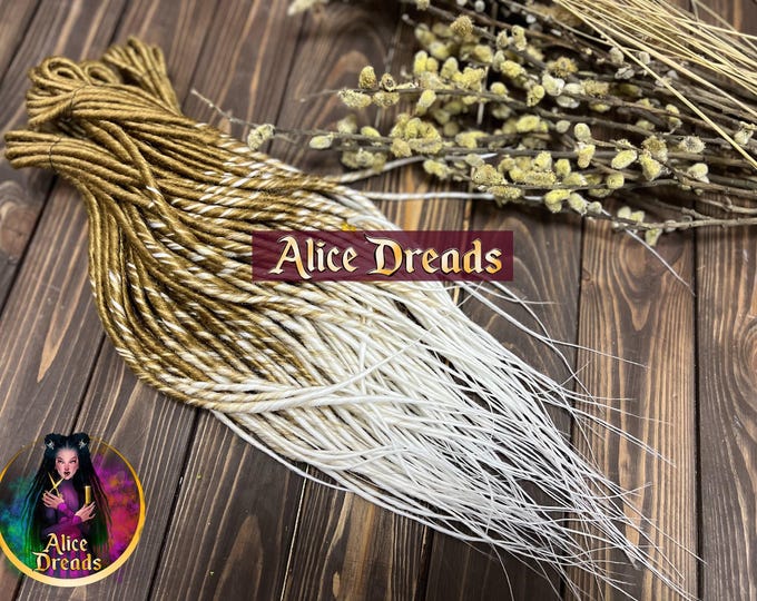 Caramel Blonde to White Synthetic Dreads "Spring": Double single Ended Dreadlock Extensions