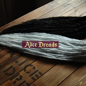 Dreadlock extensions Full set of Black White Curly mix Crochet Synthetic dreads by Alice Dreads