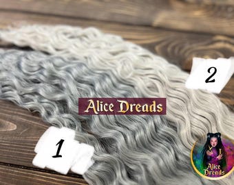 Curly Platinum Grey Gray Synthetic Dreadlocks: Wavy Hair Extensions