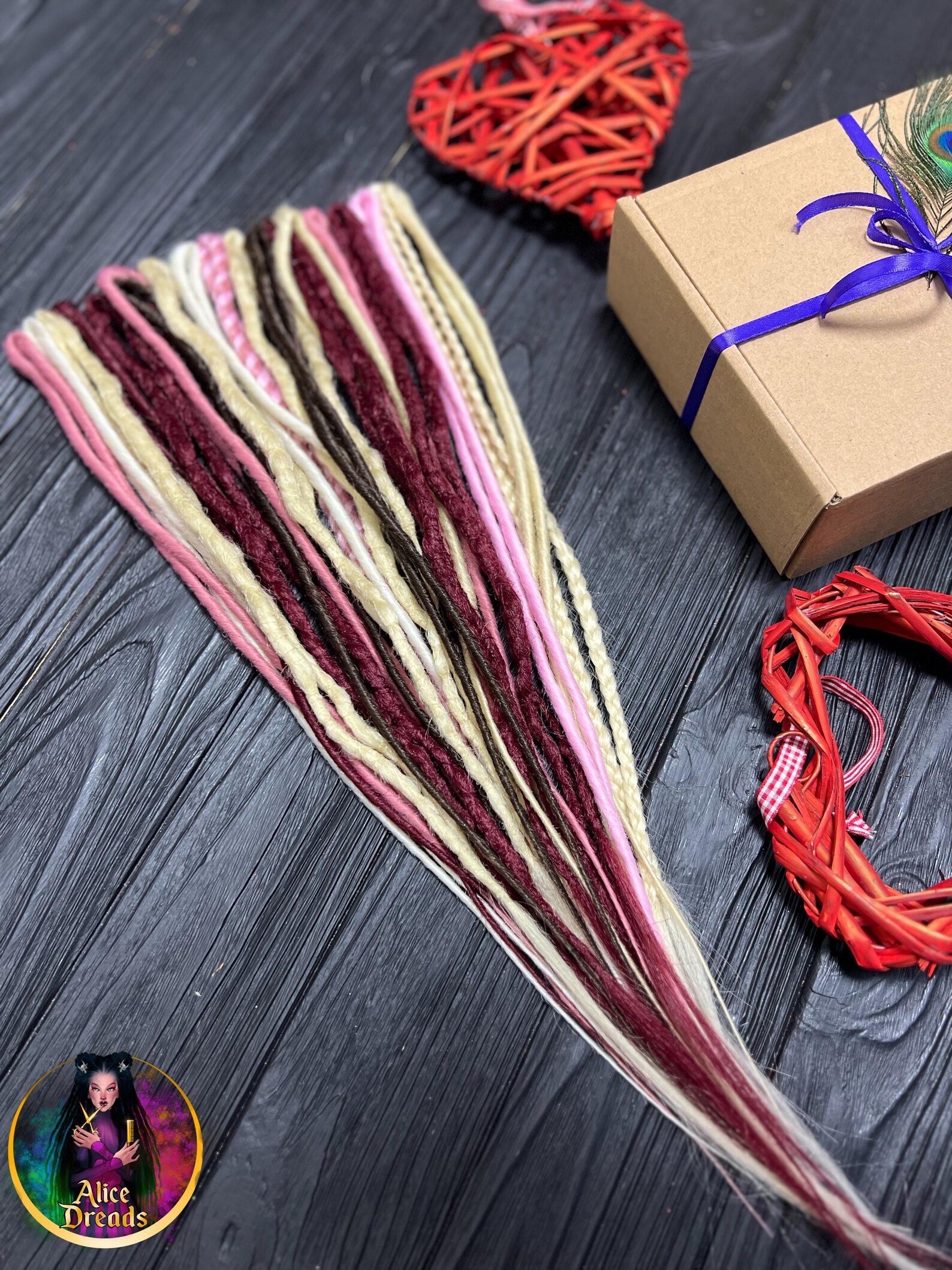 Clip in Synthetic Dreadlocks 5 Clips: Blonde, Brown, Burgundy, Red ...