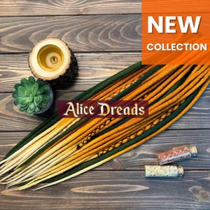 Wool Dreadlock Extensions: Auburn, Ginger, Green Ombre DE Dreads for Burning Man