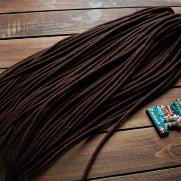 Dark brown wool dreads. Double ended or single ended dreadlocks.