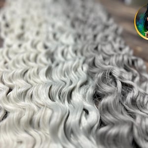 40 DE Curly THREE SHADES platinum grey dreads wavy synthetic double ended dreadlocks accent custom dreadlocks hair extensions silver curls