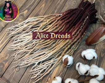 Ombre Wool Dreads "Boho Chic": Dark Brown to Blonde, Viking Style