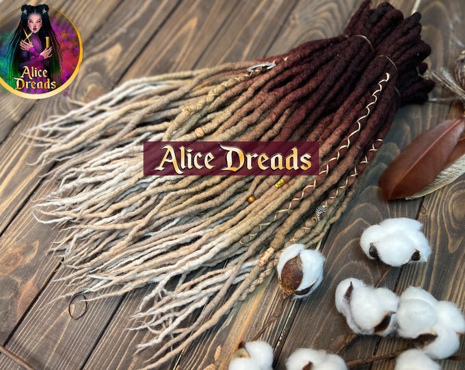 Ombre Wool Dreads "Boho Chic": Dark Brown to Blonde, Viking Style