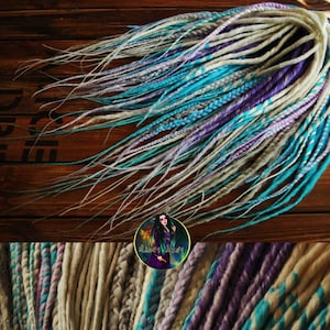 Synthetic double ended dreadlocks mix thin dreads blue purple candy