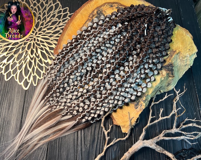 Synthetic Volume Braids, Brown To Silver Grey Ombre Hair Extensions, Hippie Braids