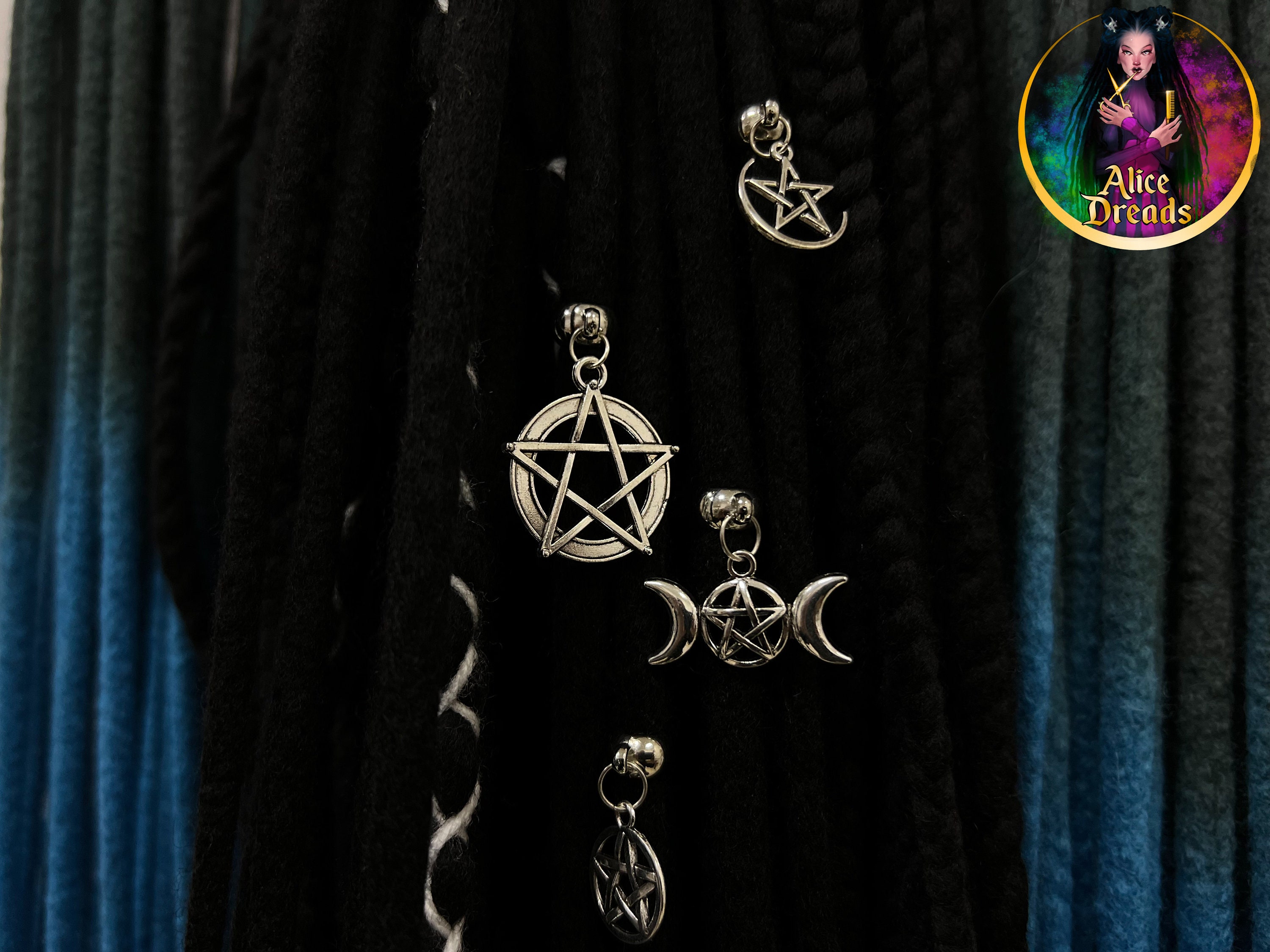 Pentagram dread bead dreadlock charm pentacle Pentagram Dread Bead - Etsy main image 4