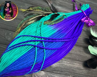 Ombre Wool Dreads Extensions: Mint, Blue, Purple, Green - Custom Dread Set