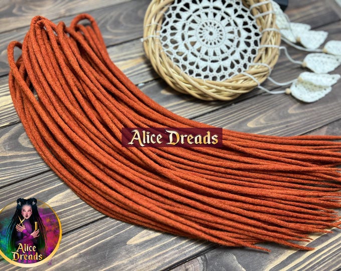 Alice Dreads Set of Wool Dread Extensions Red auburn dreadlocks hair extensions