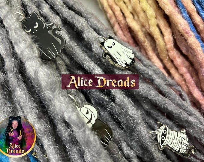 Halloween Cat Dreads Beads: Horror Charms for Dreads Devil, Frankenstein, Ghost, Vampire, Witch, Skeleton