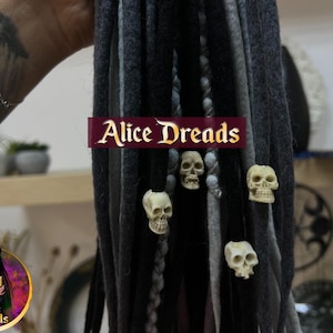 Halloween Dread Extensions, Skull Beads and Faux Stone Dread Accessories, Dreadlock Beads