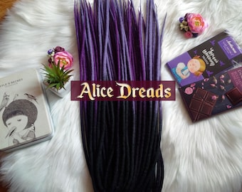 Set of wool DE dreads black purple double ended dreadlocks by Alice Dreads