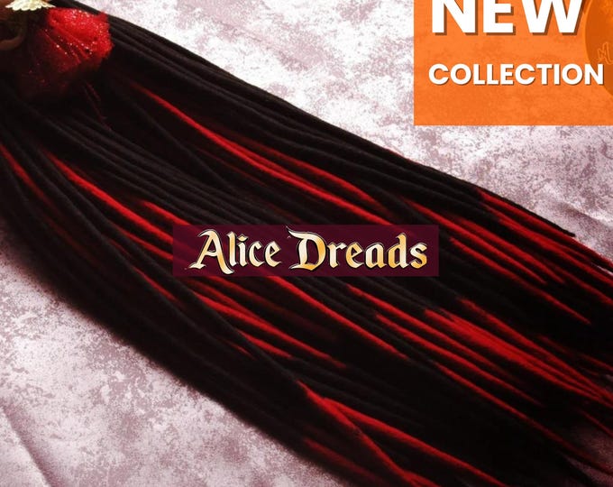 Black and Red Dreadlock Extensions Set of wool dreads