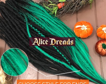 Black to Green Synthetic Dreadlock Extensions: Crochet Dreads with Accents