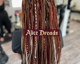 Ombre Synthetic Dreadlock Extensions: Brown, Auburn, Red, White Accents