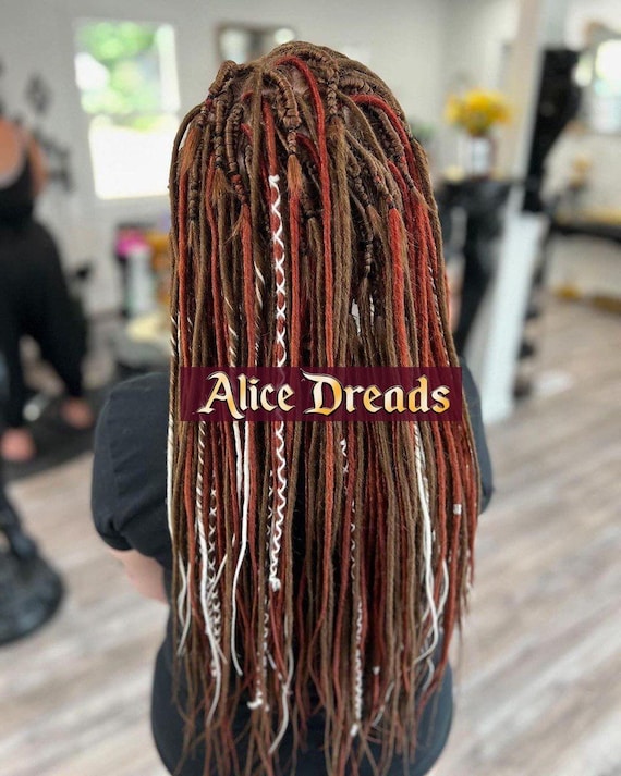 60 Knotty Ombre Dreads Dreadlocks Hair Extensions Ombre Brown Curly Synthetic Dreadlocks: Boho Full Set - Etsy main image 2