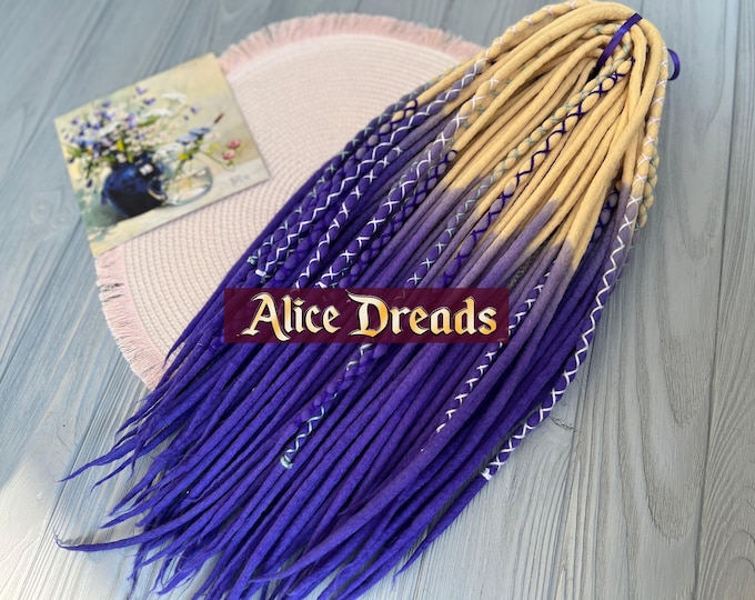 Lavender Wool Dreadlock Extensions: Blonde, Purple, Violet - Alice Dreads