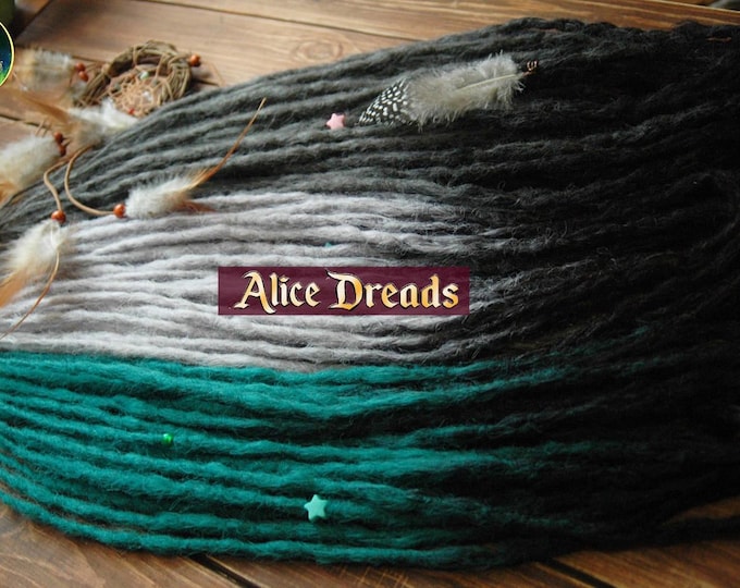 Emerald Synthetic Dreadlock Extensions: Black Gray Ombre DE SE Dreads