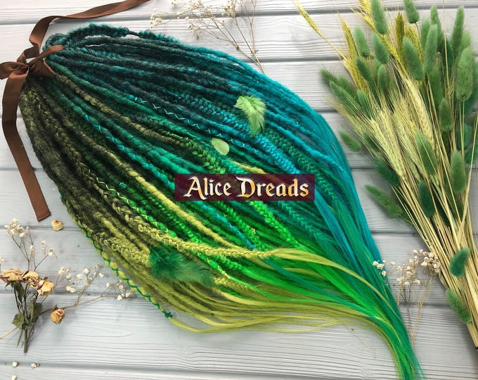 Crochet Synthetic Dreads: Green Turquoise Mermaid Braid Hair