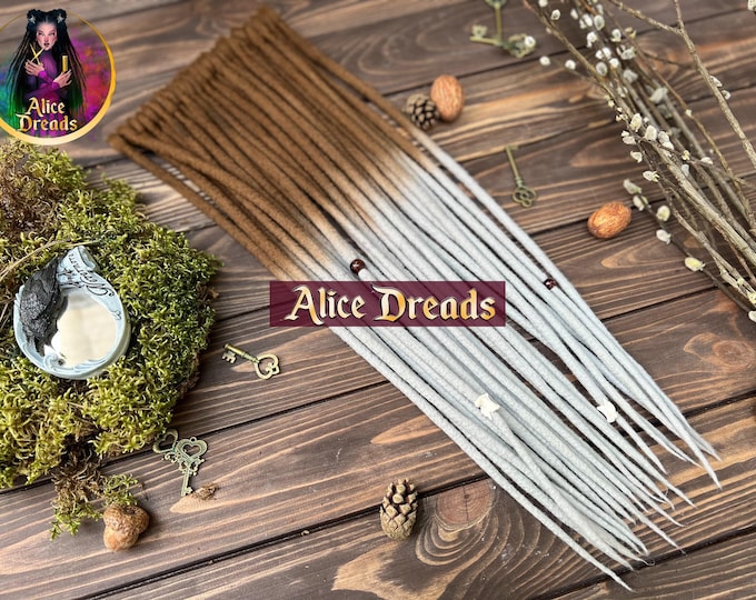 Wool Dreadlock Extensions: Light Brown to Silver Grey gray Ombre Dreads