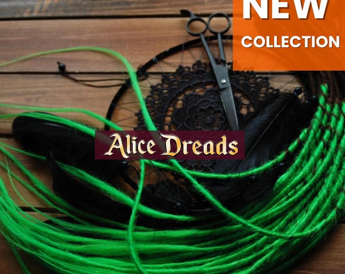 Dark Brown to Bright Green Ombre Dreads | Synthetic Hair Extensions, Boho Cosplay Dreadlocks