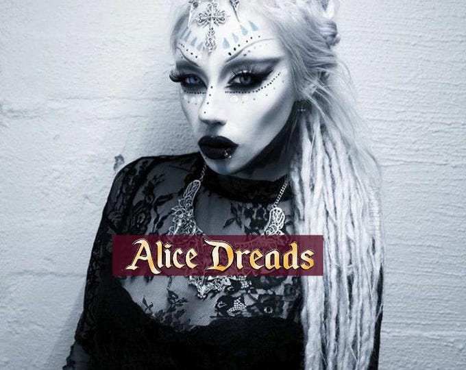 Crochet Silver Grey platinum Dreadlocks: Long Synthetic Hair Extensions, DE or SE Locks