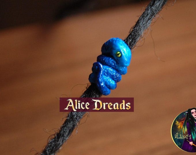 Blue Snake Beads for Dreadlocks Extensions, Hair Beads, Rasta Dreadlock Jewelry