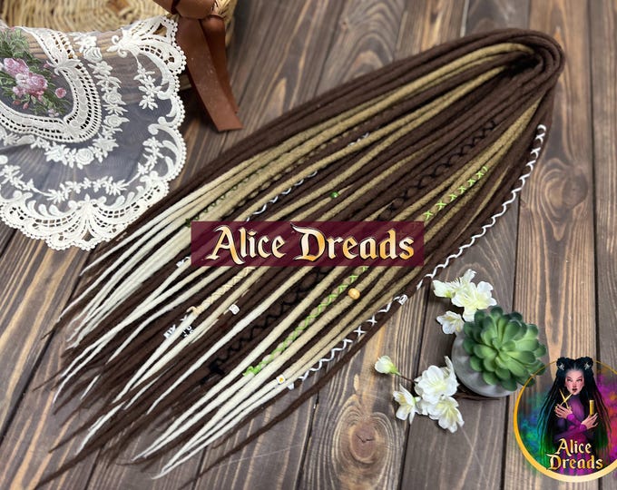 Ombre Wool Dreads: Dark Brown to Blonde, Viking Style DE Accents