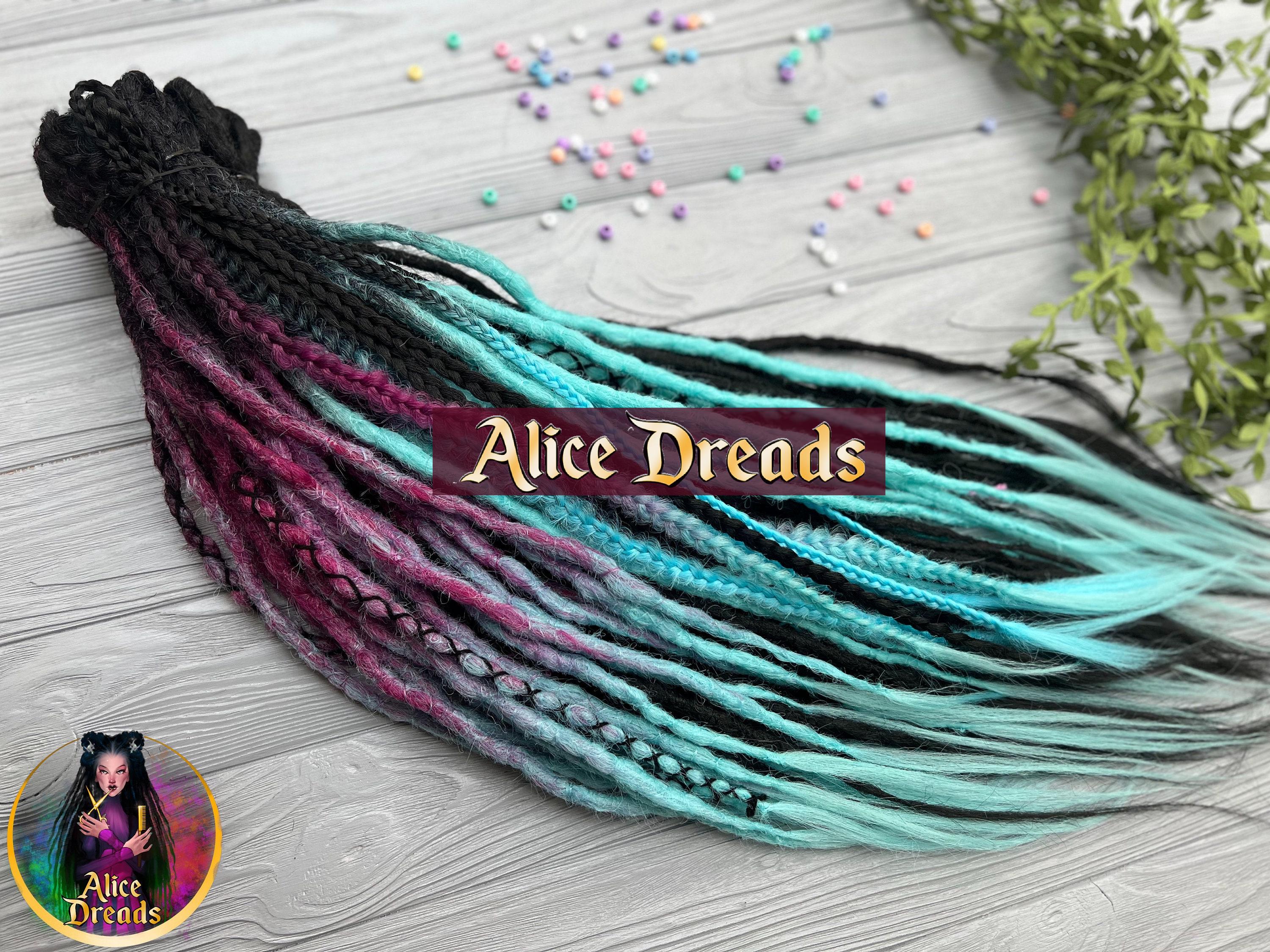 Dreadlock Extensions Synthetic Dreads Black to Arctic Blue and