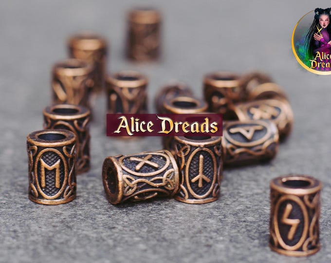 Viking Rune Dreadlock Bead, Norse Hair Accessory