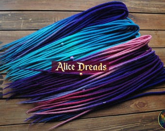 Bright Wool Dreadlock Extensions: Blue, Pink, Purple DE/SE Dreads