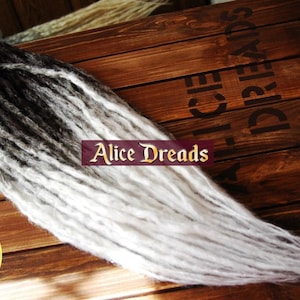 Set of crochet synthetic double ended dreads &quot; Husky &quot; accent dreads custom dreadlocks black white