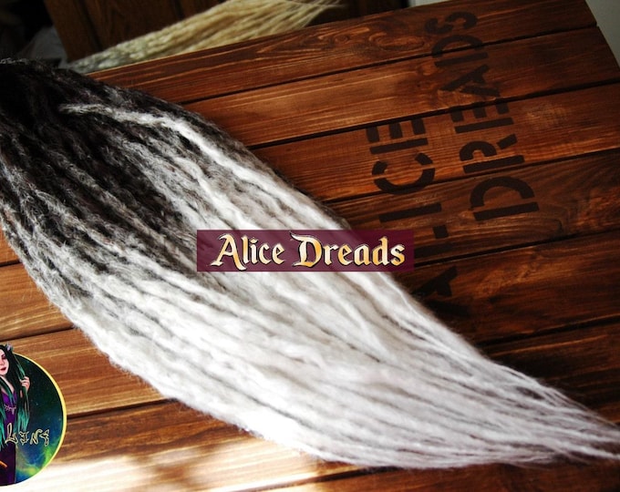Crochet Synthetic Dreads: Black & White " Husky " Double/Single Ended Hair Extensions