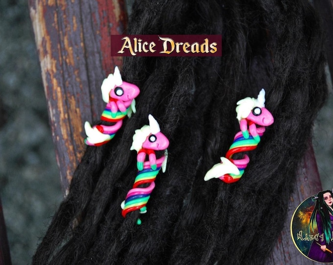 Dreadlock extensions Unicorn Beads for dreads Adventure Time Lady Rainicorn Dreadlocks