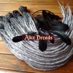 Alice Dreads Dreadlock extansions Set of crochet synthetic double ended dreads accent dreads Black Light Gray custom dreadlocks