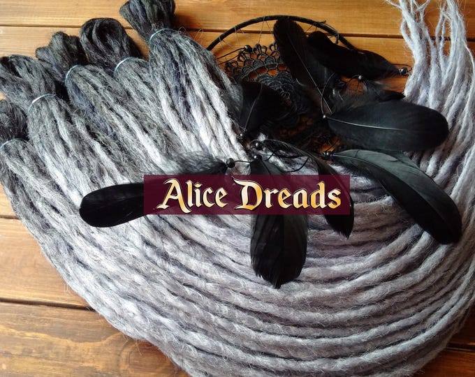 Crochet Synthetic Dreadlock Extensions: Black & Light Gray Double/Single Ended Dreads