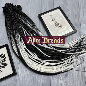 Set of ombre thin synthetic dreads and braids. Black to white For black hair accessories extensions double ended dreadlocks